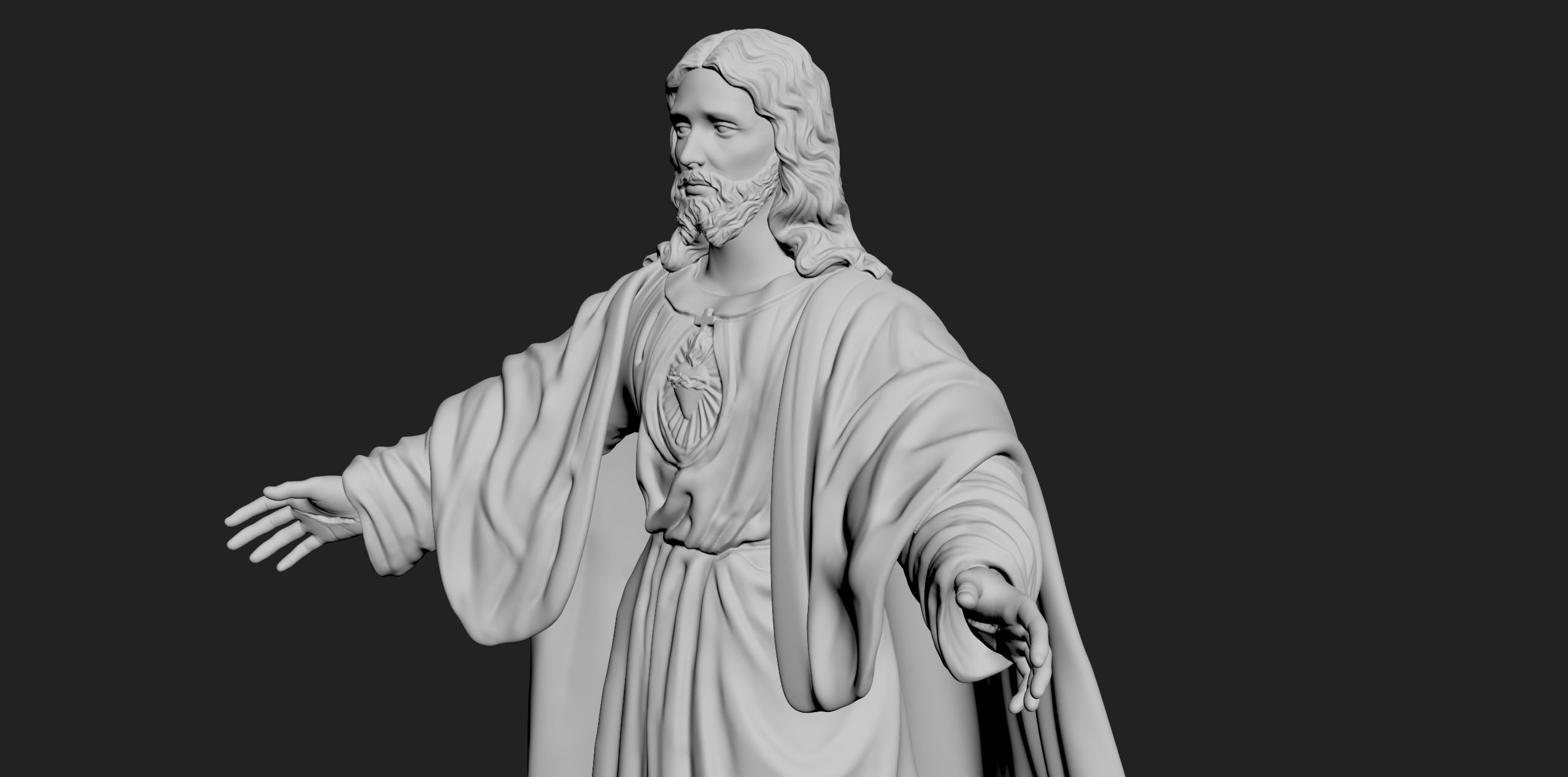 Jesus with a Sacred Heart Statue 3D print model_6