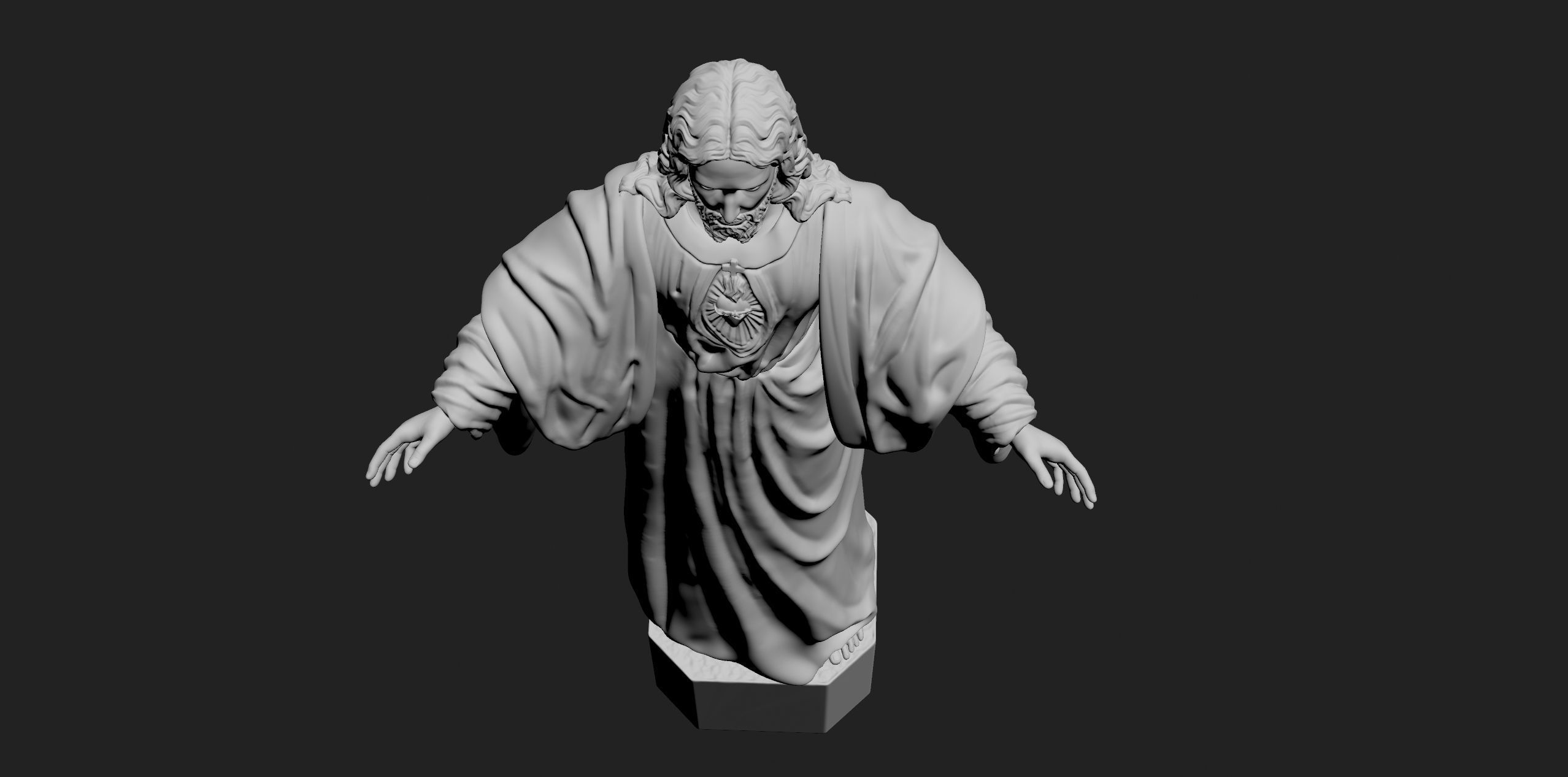 Jesus with a Sacred Heart Statue 3D print model_5