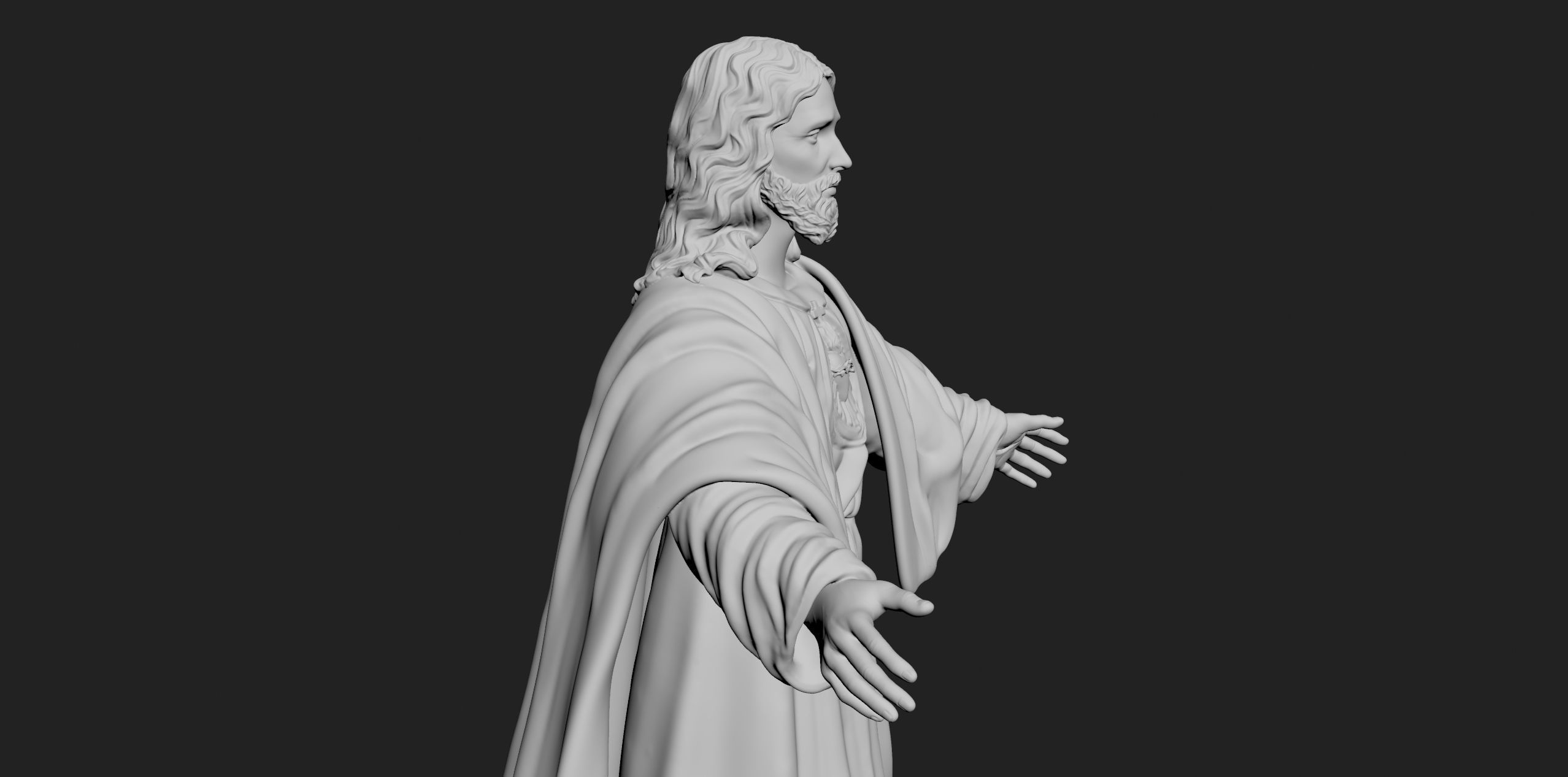 Jesus with a Sacred Heart Statue 3D print model_7