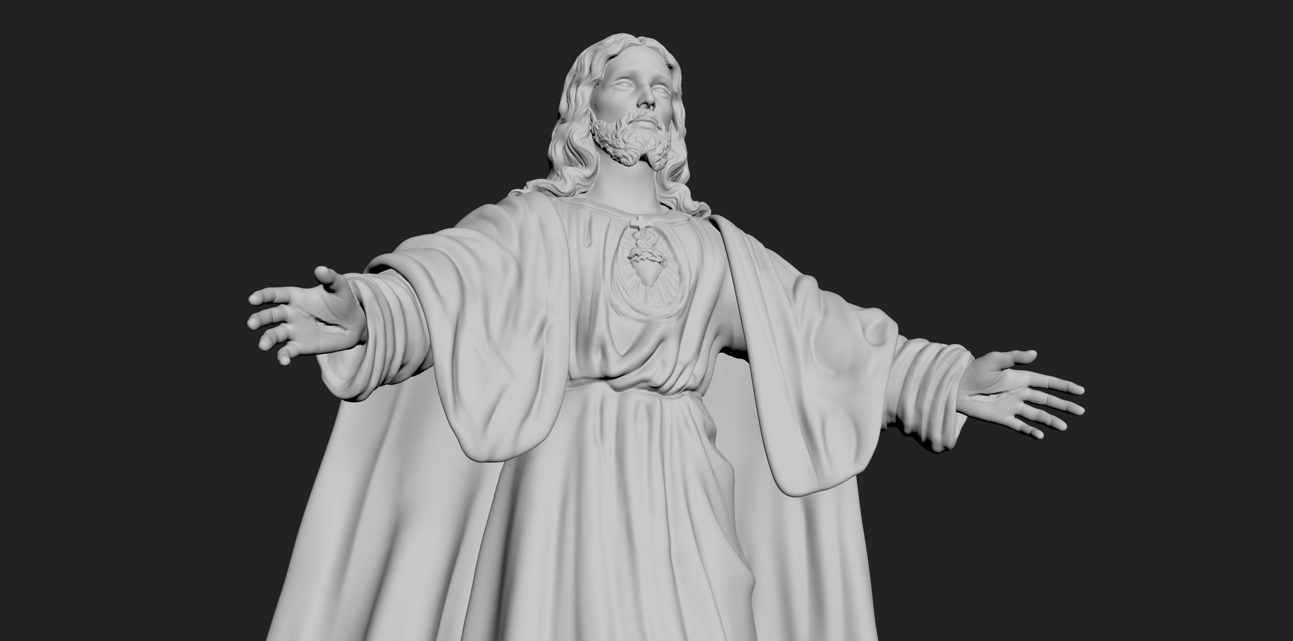 Jesus with a Sacred Heart Statue 3D print model_8