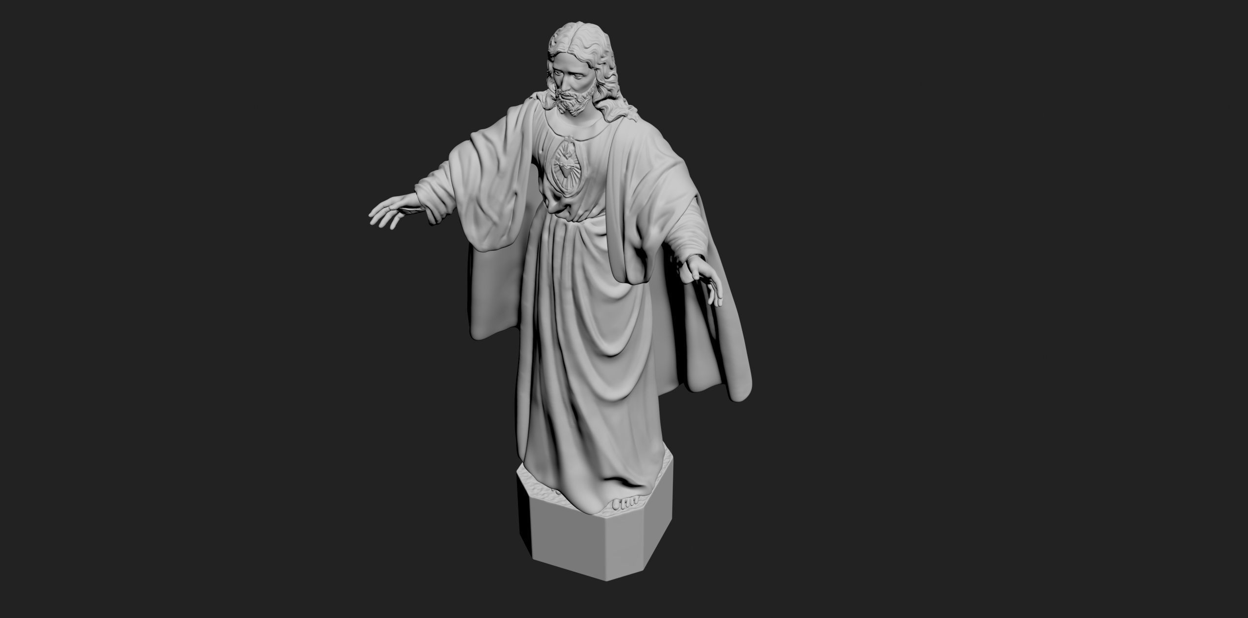 Jesus with a Sacred Heart Statue 3D print model_3