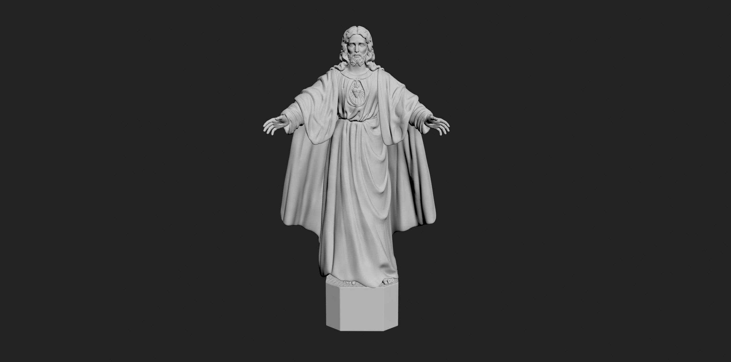 Jesus with a Sacred Heart Statue 3D print model_1