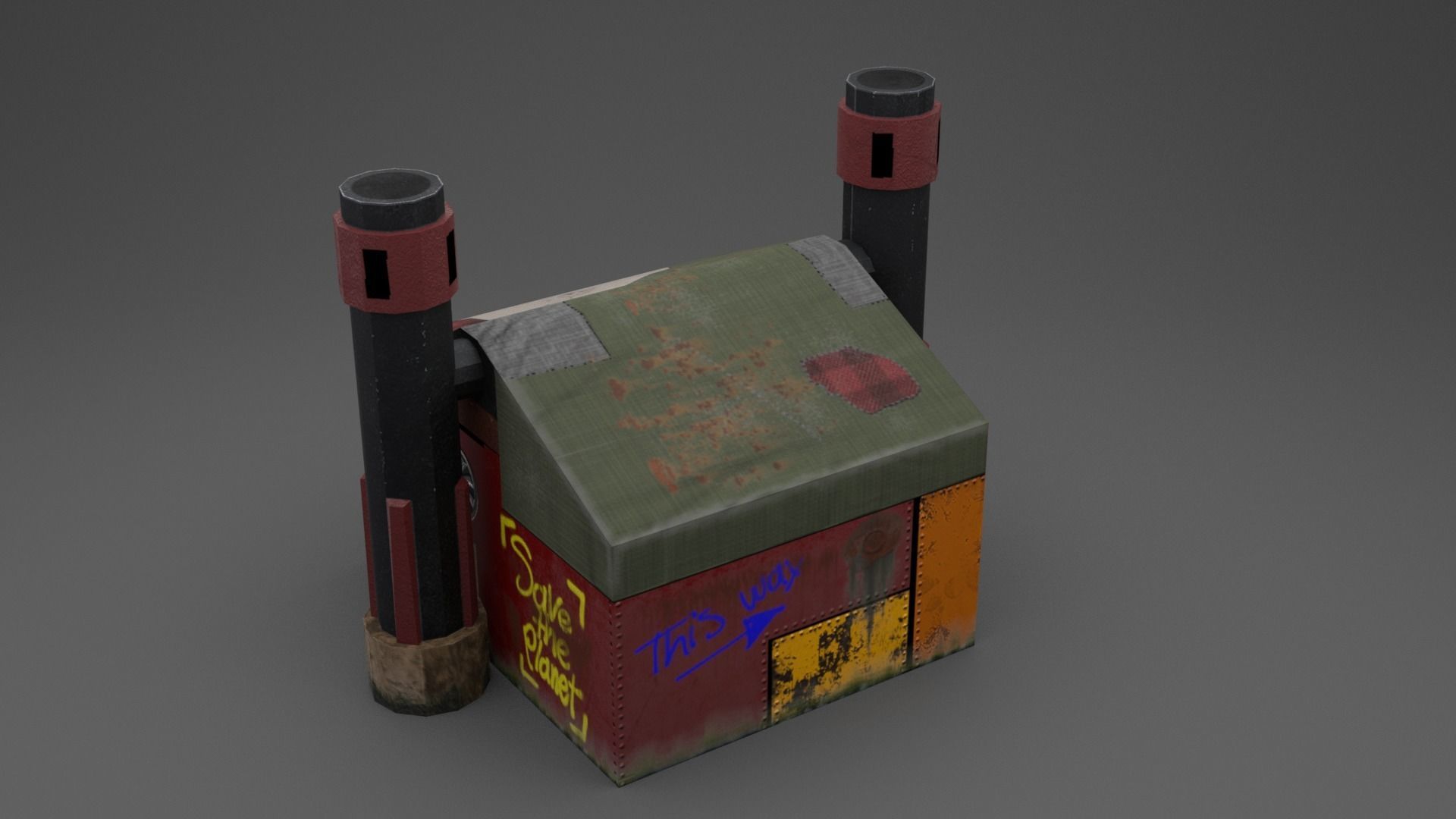 Boiler room Low-poly 3D model_1