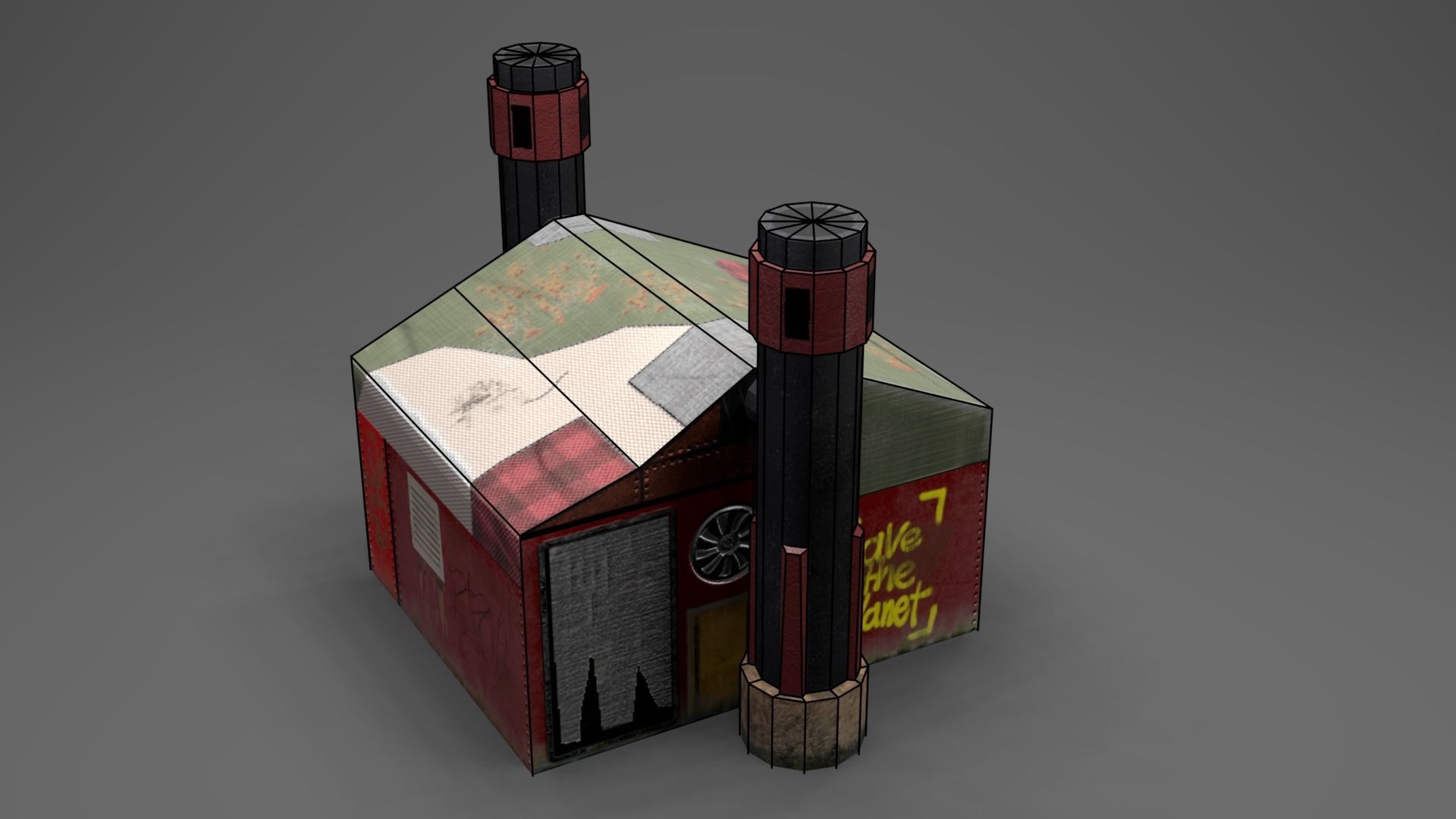 Boiler room Low-poly 3D model_3