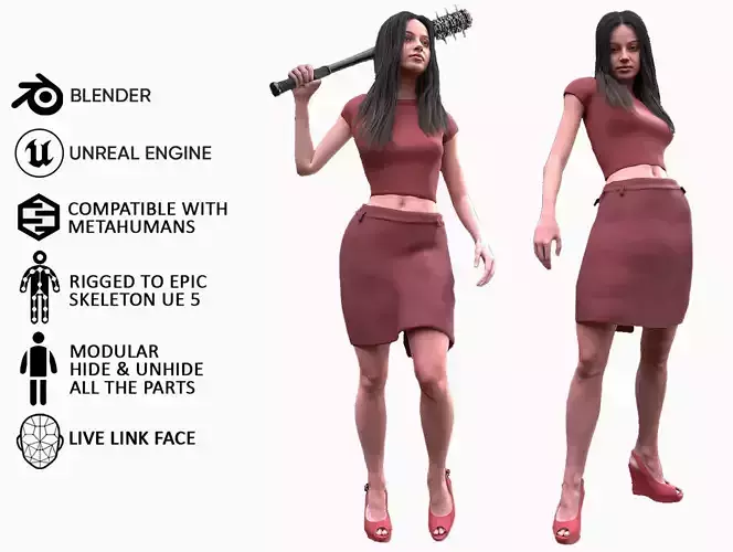 Woman - Summer Outfit 5 - Modular - Rigged