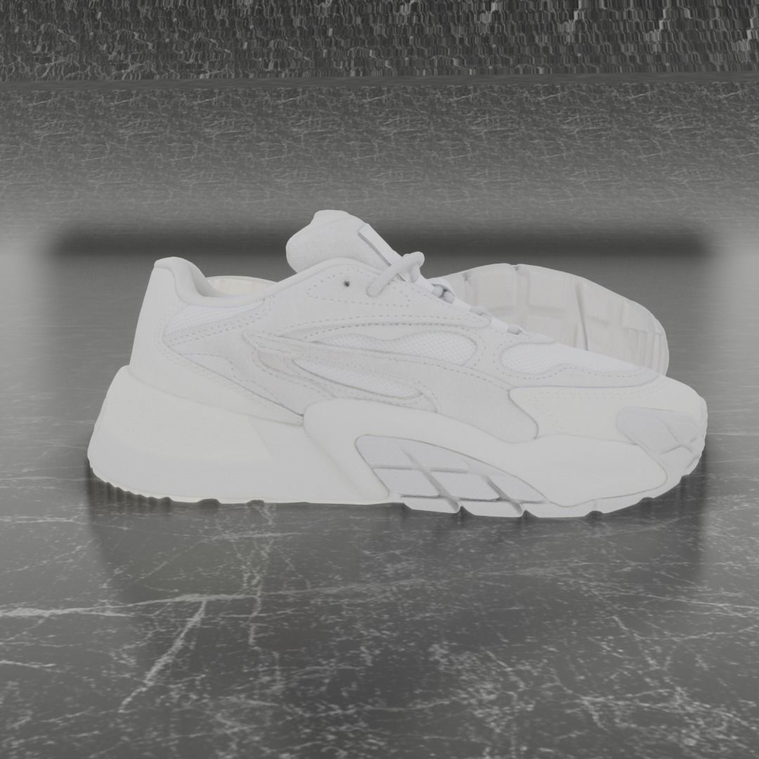 Puma 3D Shoes - White - Cream Low-poly 3D model_4