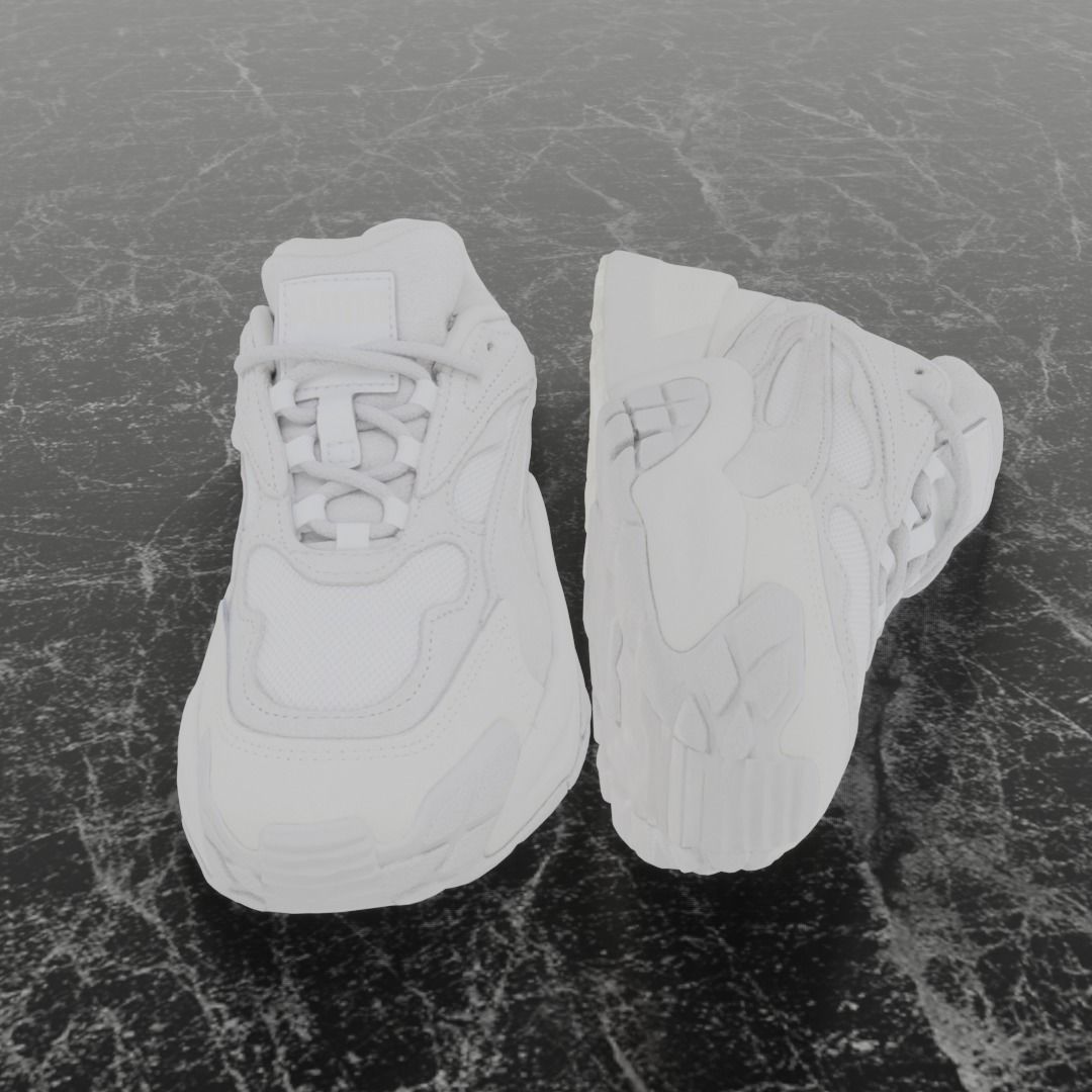 Puma 3D Shoes - White - Cream Low-poly 3D model_3