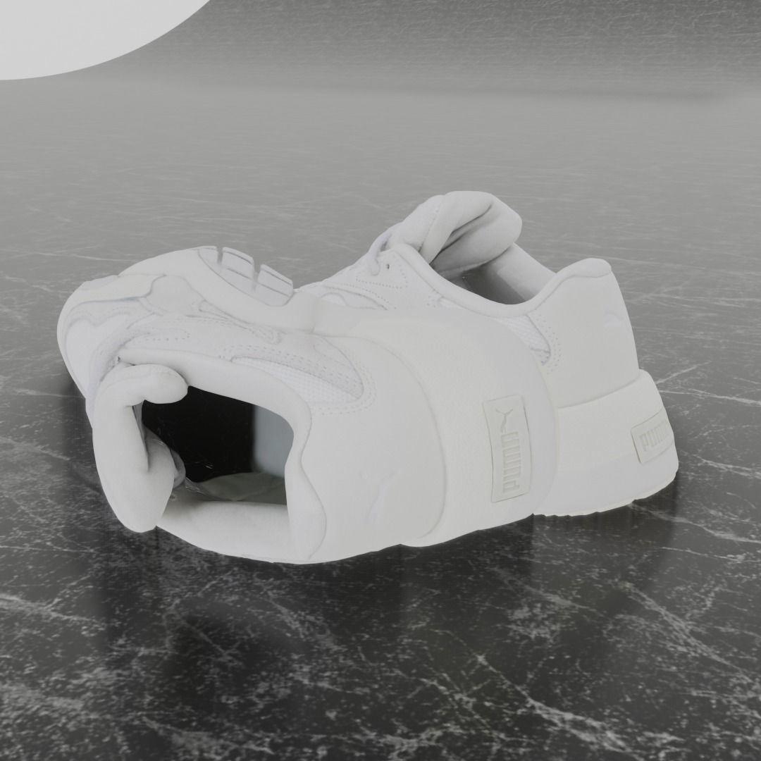Puma 3D Shoes - White - Cream Low-poly 3D model_6