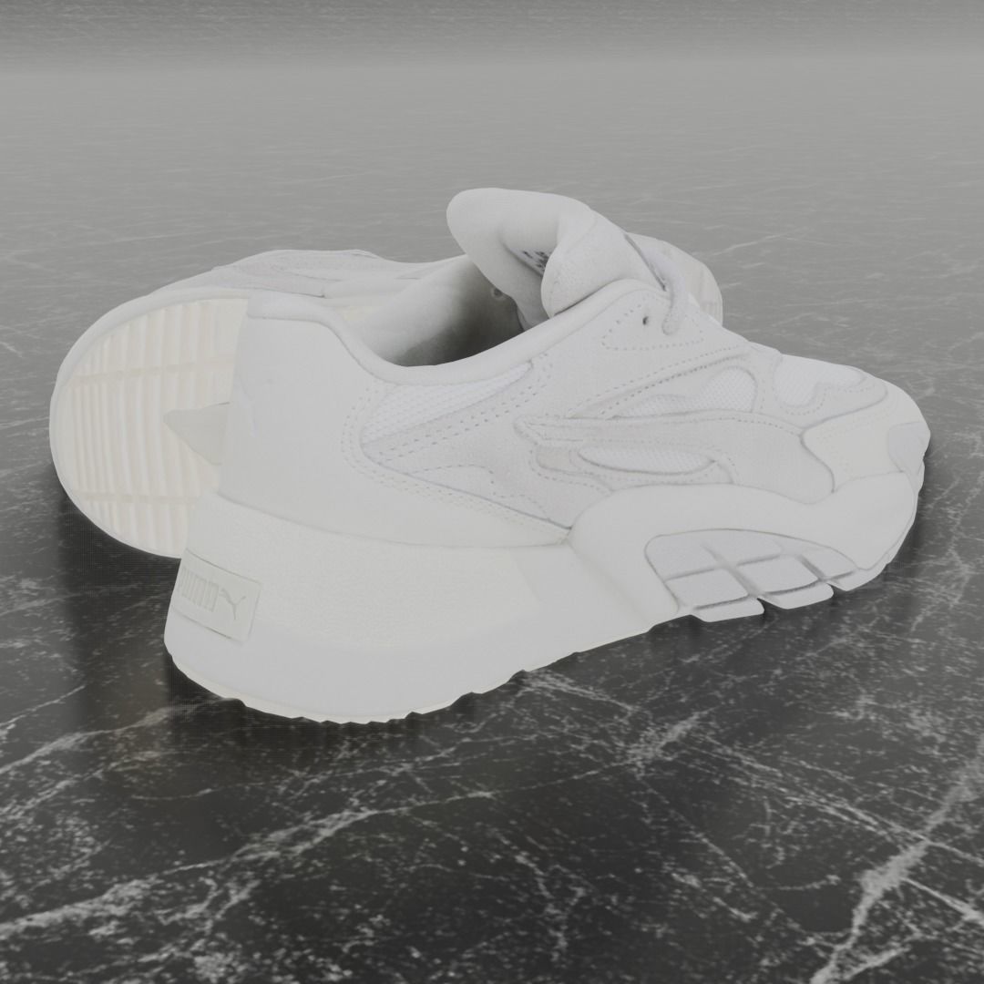 Puma 3D Shoes - White - Cream Low-poly 3D model_7