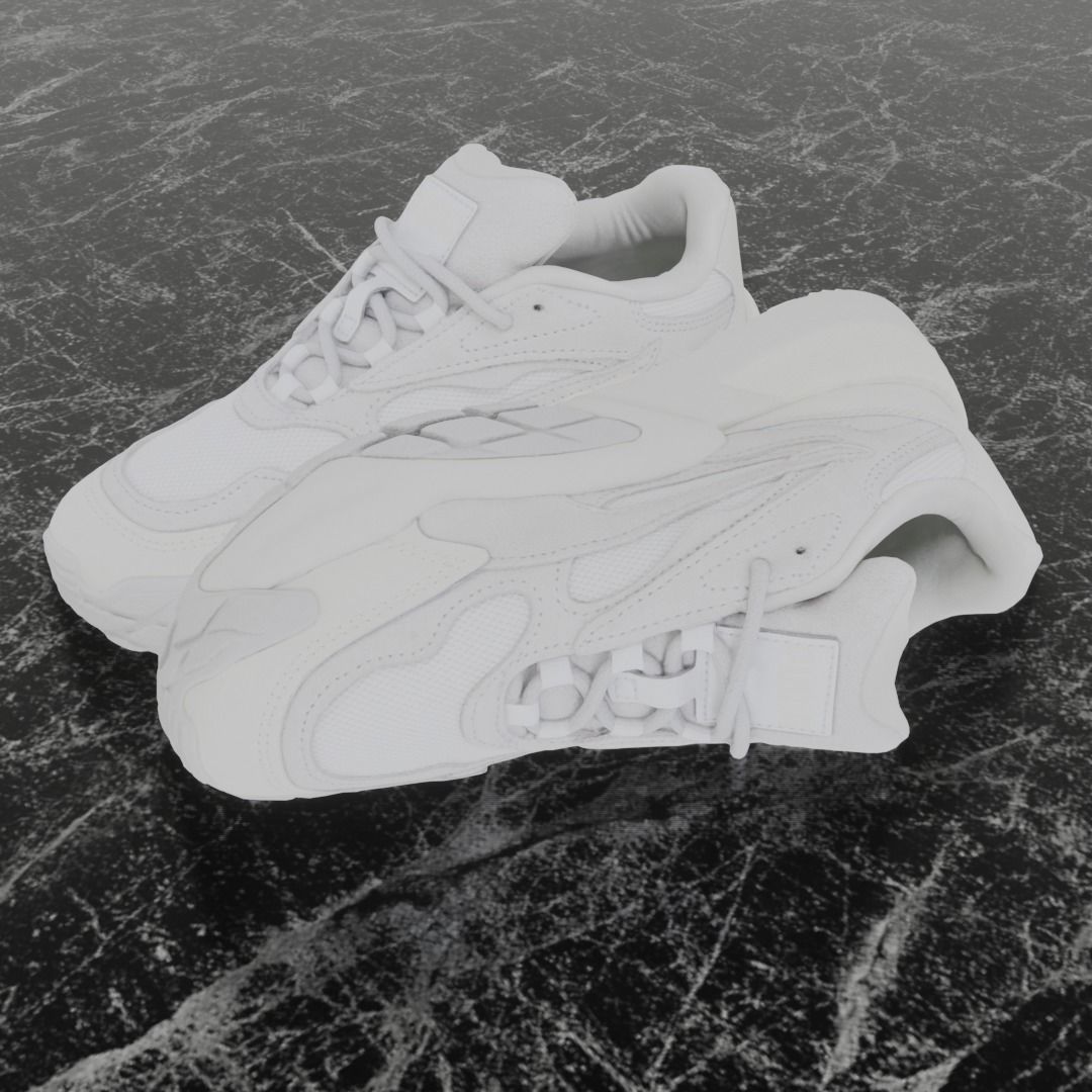 Puma 3D Shoes - White - Cream Low-poly 3D model_1