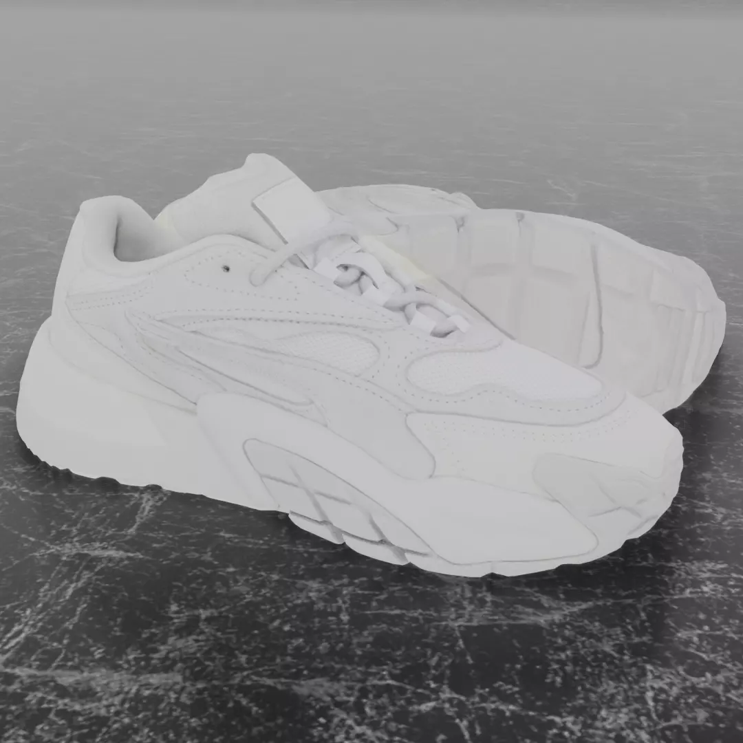 Puma 3D Shoes - White - Cream Low-poly 3D model_0