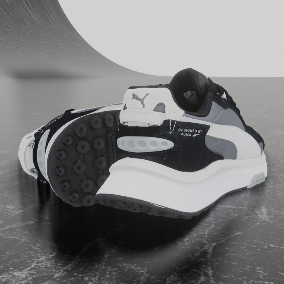 Puma 3D Shoes - White - Gray - Black Low-poly 3D model_7
