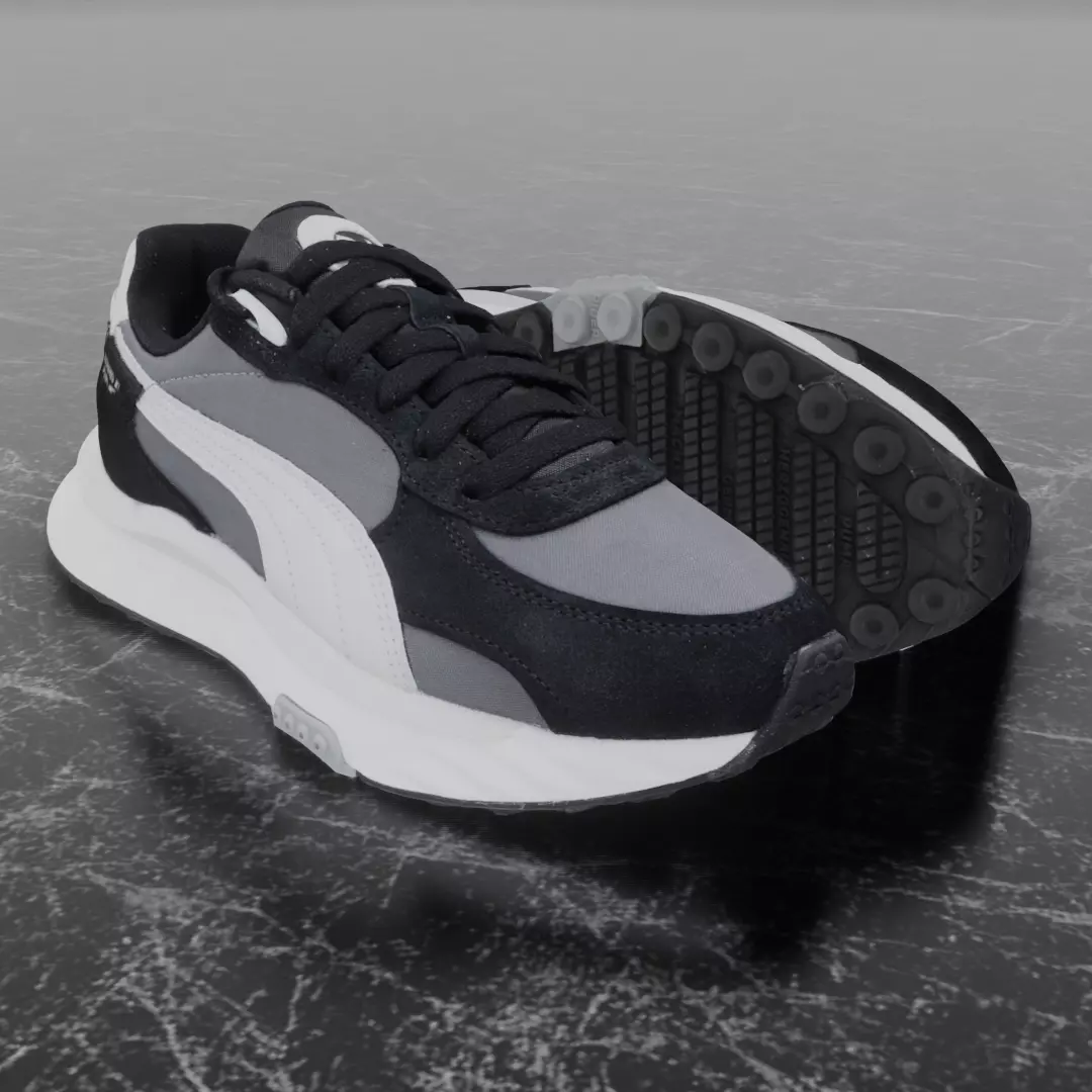 Puma 3D Shoes - White - Gray - Black Low-poly 3D model_0