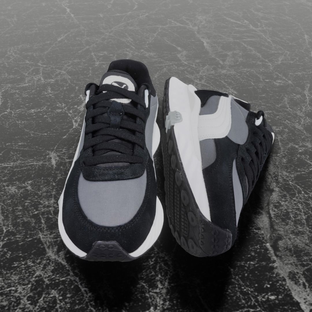 Puma 3D Shoes - White - Gray - Black Low-poly 3D model_3
