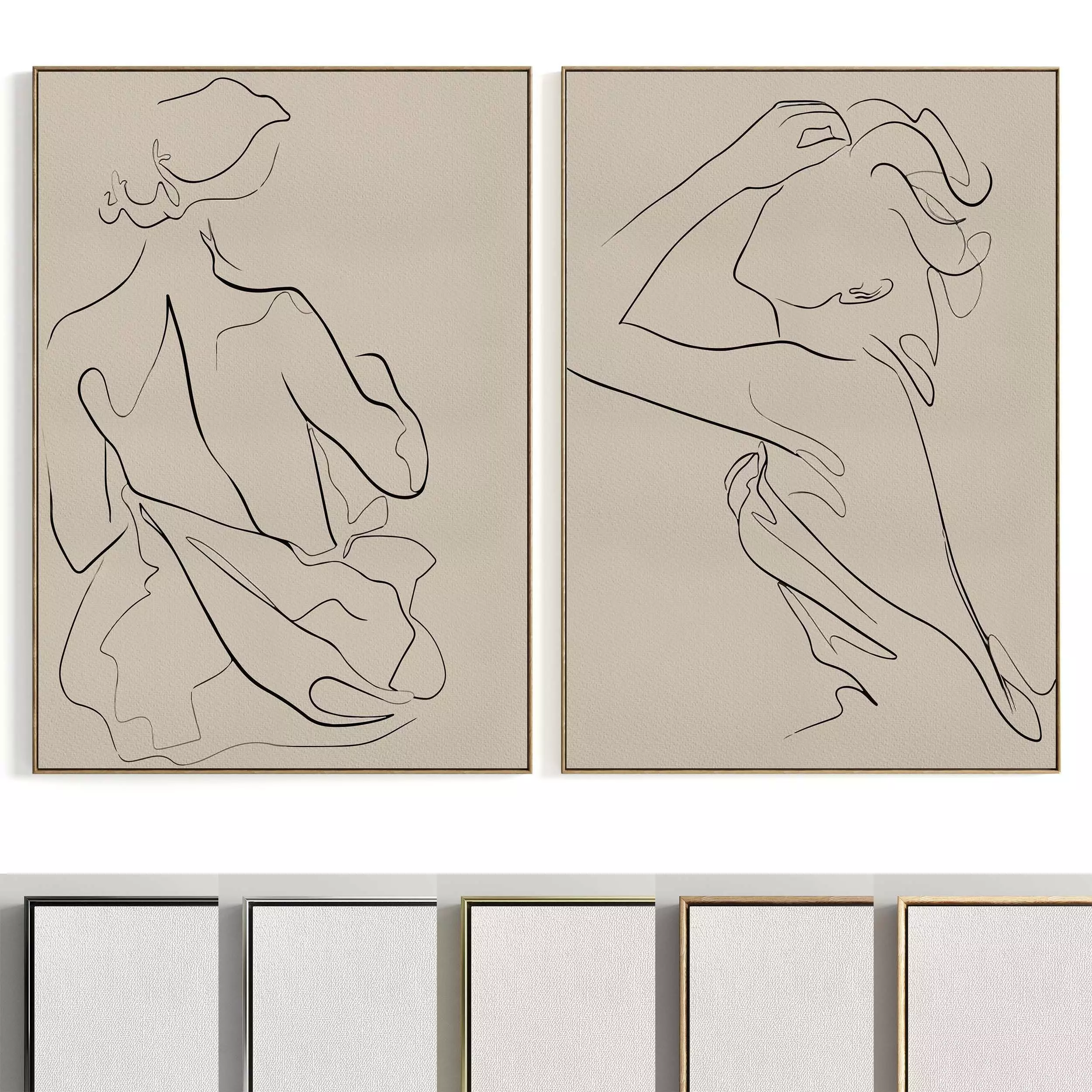 Plaster Two Photo Frame 141 Low-poly 3D model_0