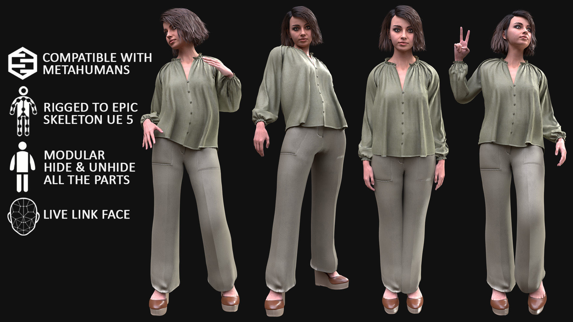 Casual Outfit 13 - Modular - Rigged Low-poly 3D model_3