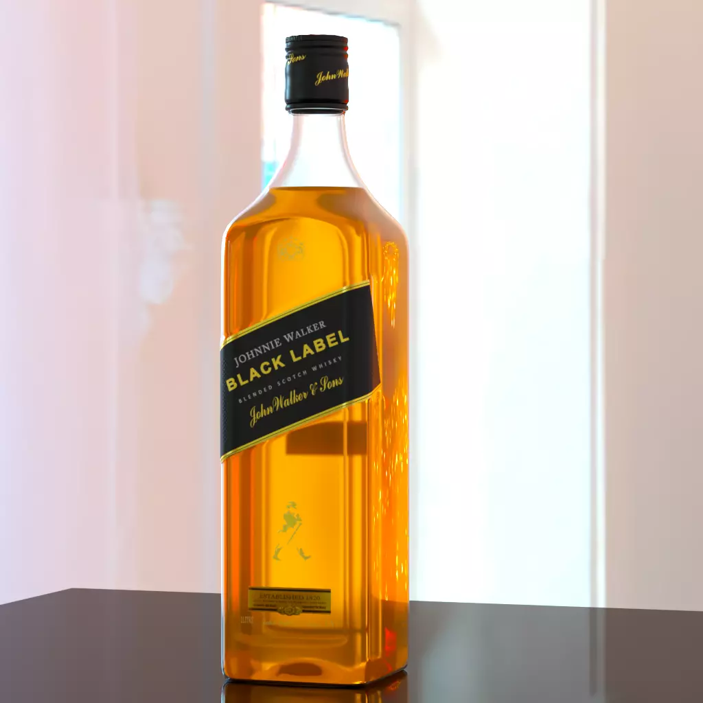 Johnnie Walker Black Label Whisky Low-poly 3D model_0
