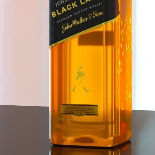 Johnnie Walker Black Label Whisky Low-poly 3D model_3