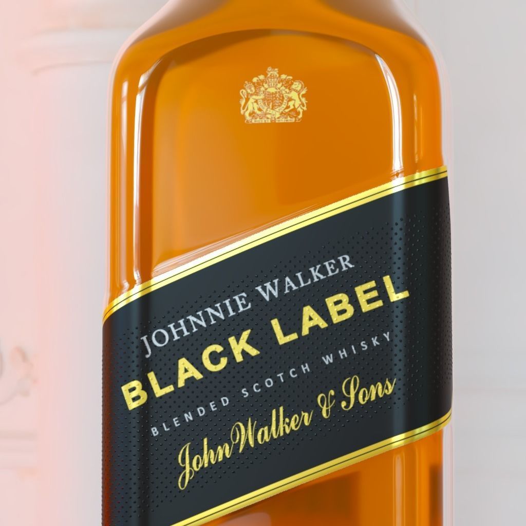 Johnnie Walker Black Label Whisky Low-poly 3D model_4