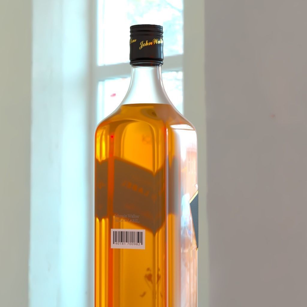 Johnnie Walker Black Label Whisky Low-poly 3D model_5