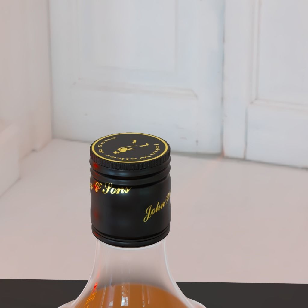 Johnnie Walker Black Label Whisky Low-poly 3D model_6