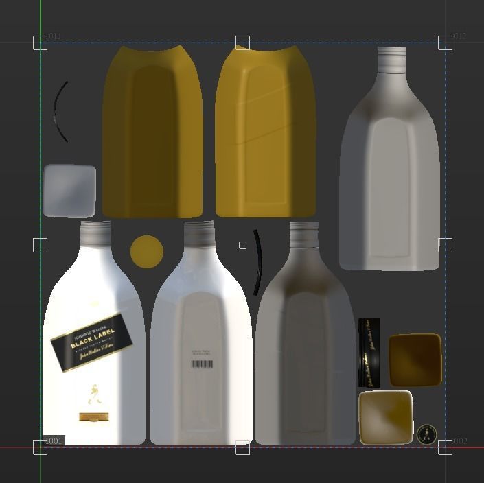 Johnnie Walker Black Label Whisky Low-poly 3D model_14
