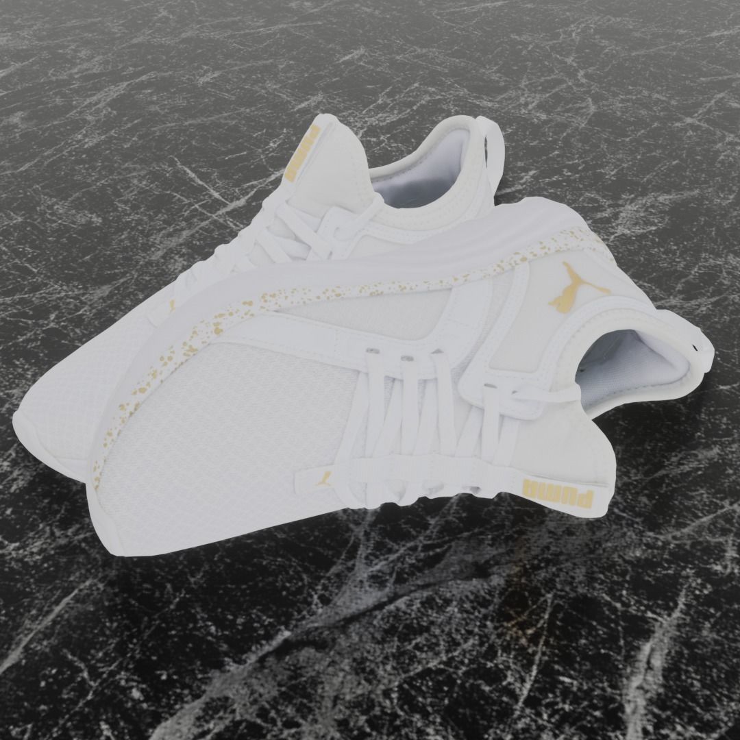Puma 3D Shoes - White - Soft Ride Low-poly 3D model_1