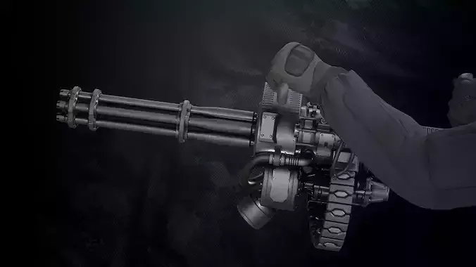 Q-Old Minigun UE and Unity Packs With FBX And Textures Low-poly 3D model