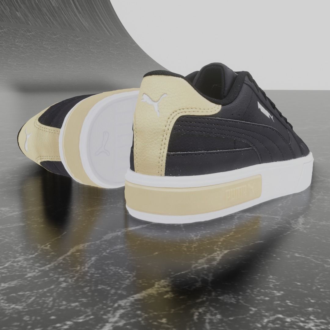 Puma 3D Shoes - White - Black - Gold Low-poly 3D model_7
