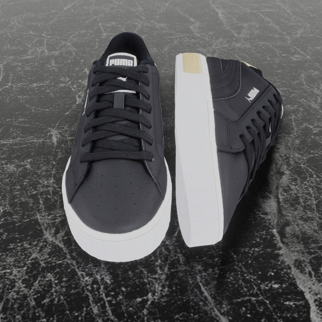 Puma 3D Shoes - White - Black - Gold Low-poly 3D model_3