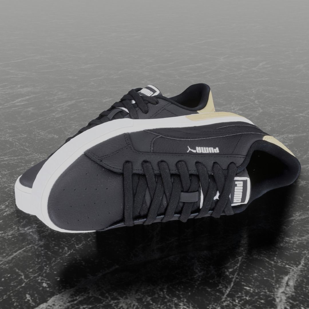 Puma 3D Shoes - White - Black - Gold Low-poly 3D model_1