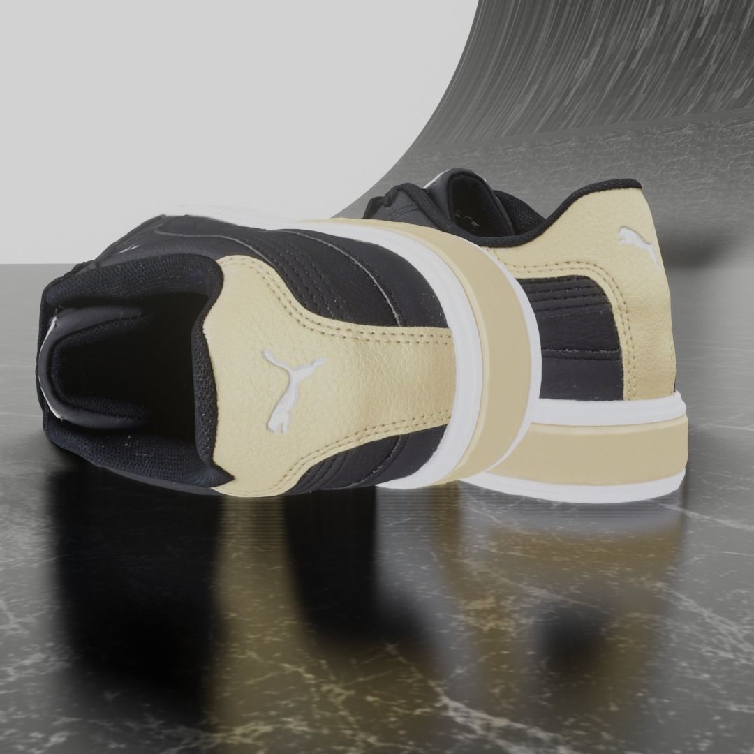 Puma 3D Shoes - White - Black - Gold Low-poly 3D model_6
