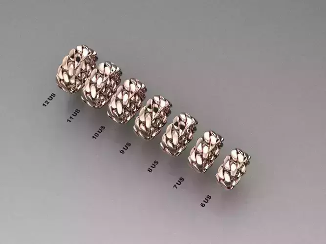 Miami Cuban Ring Models 8 mm wide 6-7-8-9-10-11-12 US Size