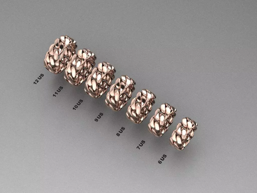 Miami Cuban Ring Models 8 mm wide 6-7-8-9-10-11-12 US Size 3D print model