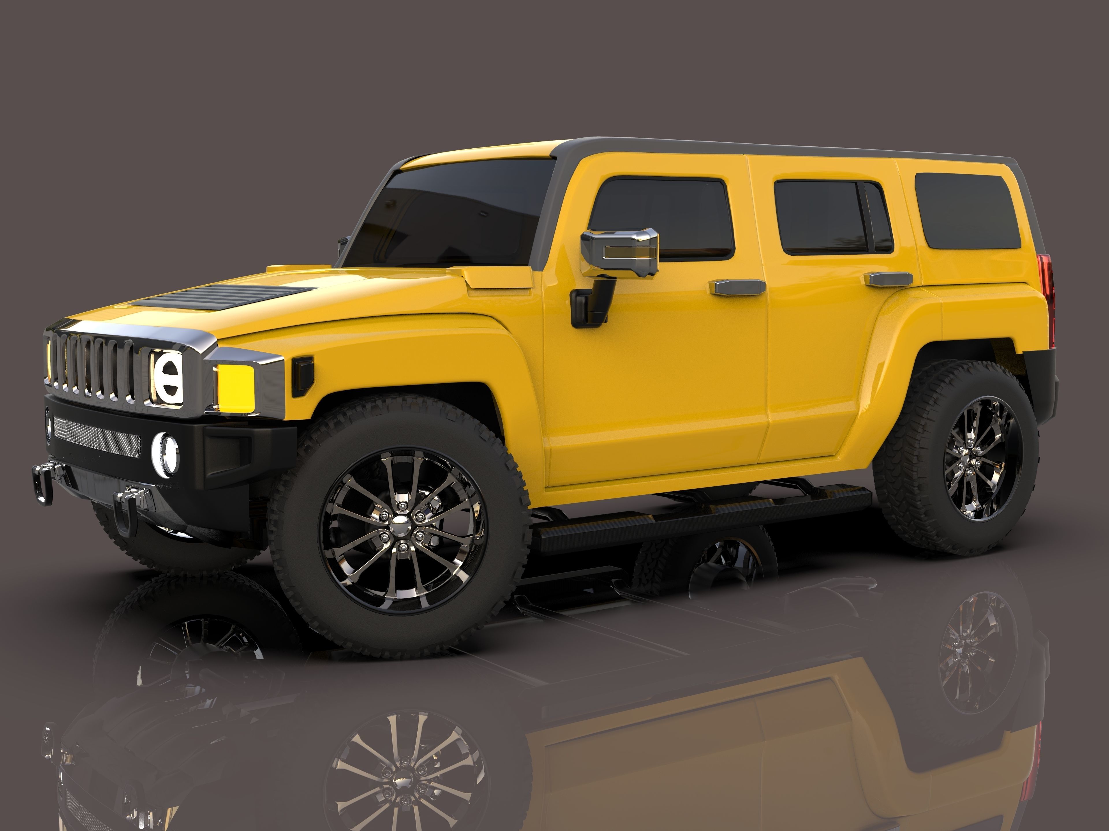 Hummer H3 high Poly Model Low-poly 3D model_2