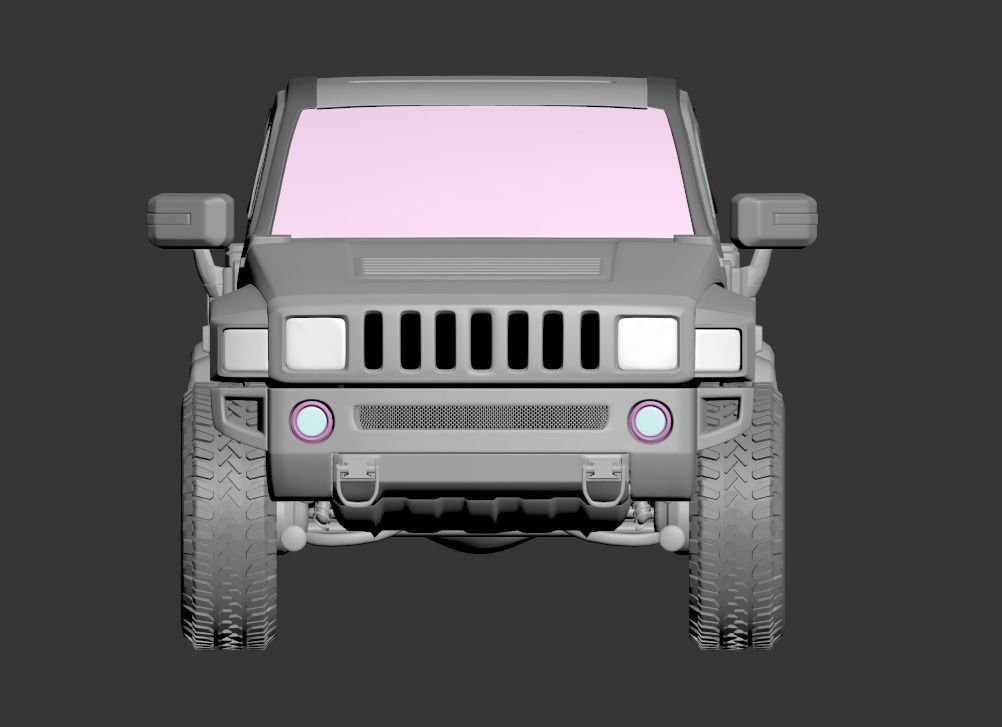 Hummer H3 high Poly Model Low-poly 3D model_6