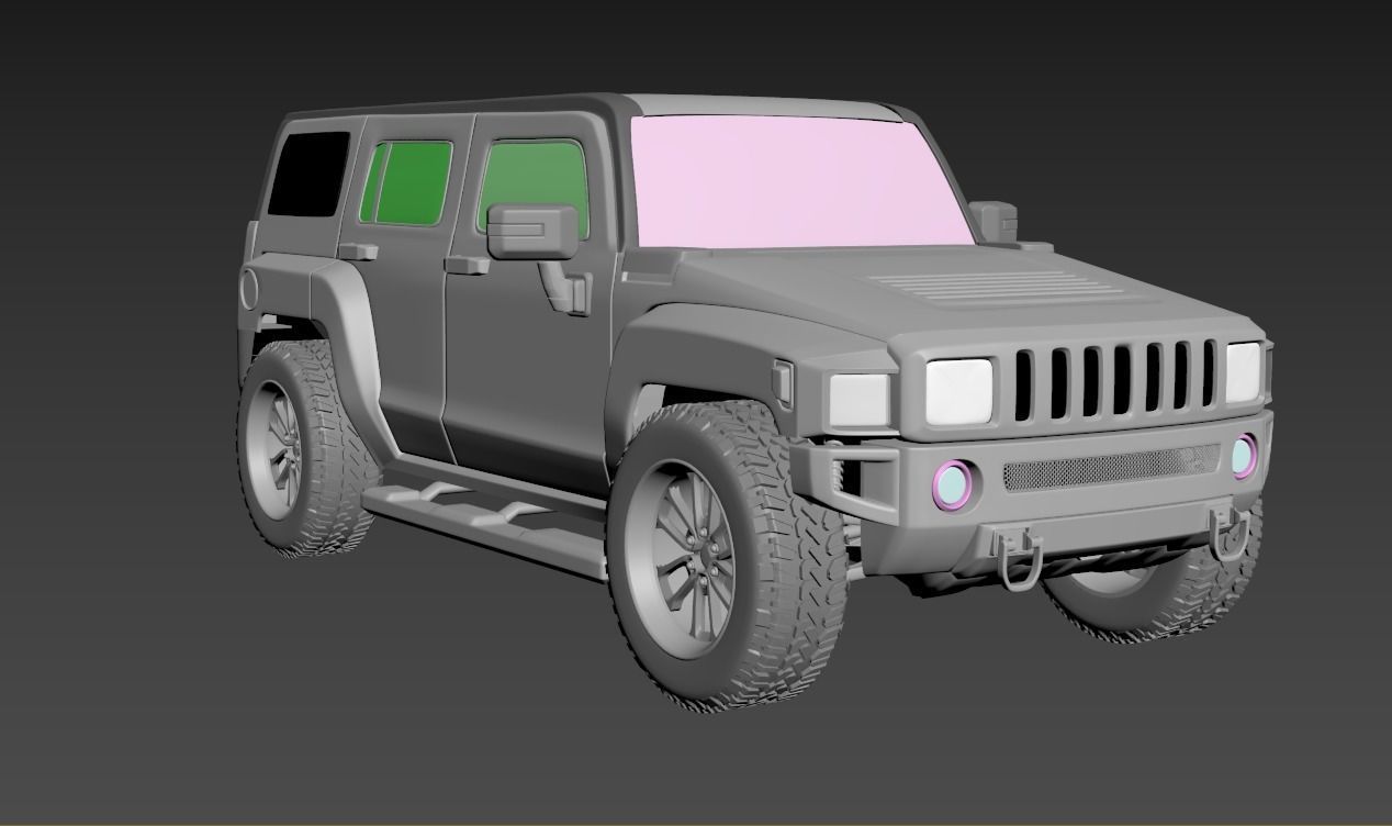 Hummer H3 high Poly Model Low-poly 3D model_5