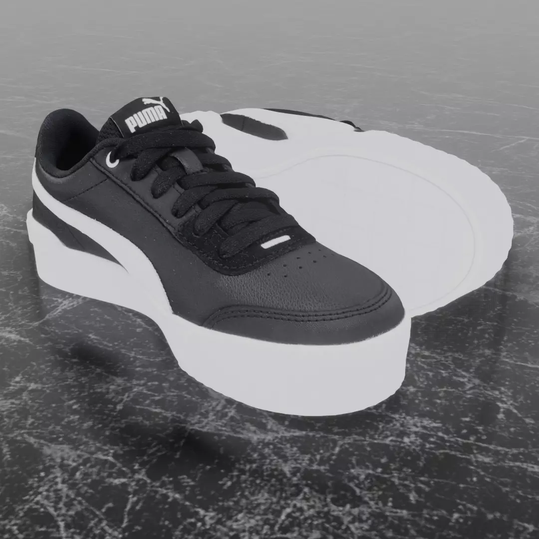 PUMA 3D SHOES - WHITE - BLACK Low-poly 3D model_0
