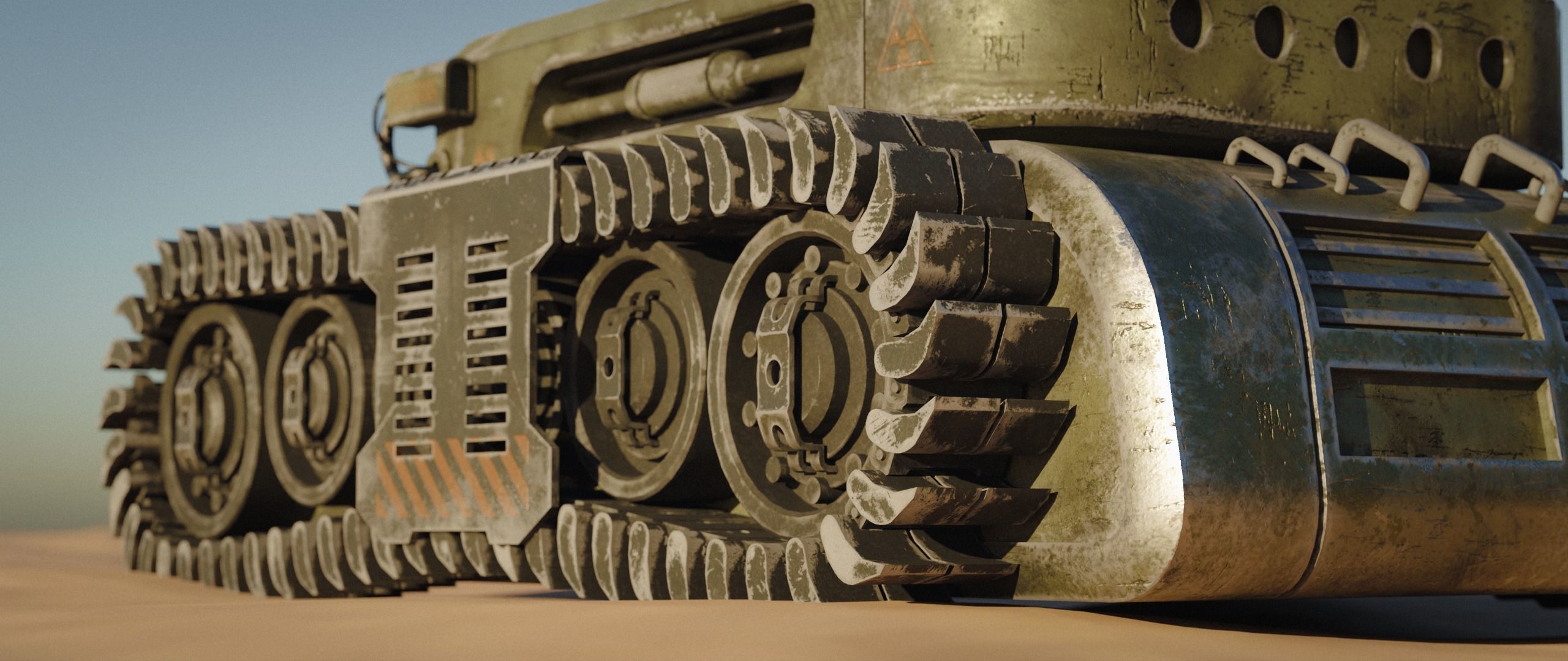 Low Poly Military Tank Game Asset Model with PBR Texture Low-poly 3D model_9