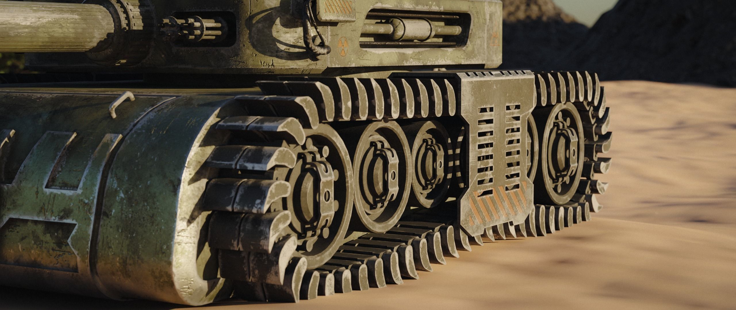 Low Poly Military Tank Game Asset Model with PBR Texture Low-poly 3D model_10