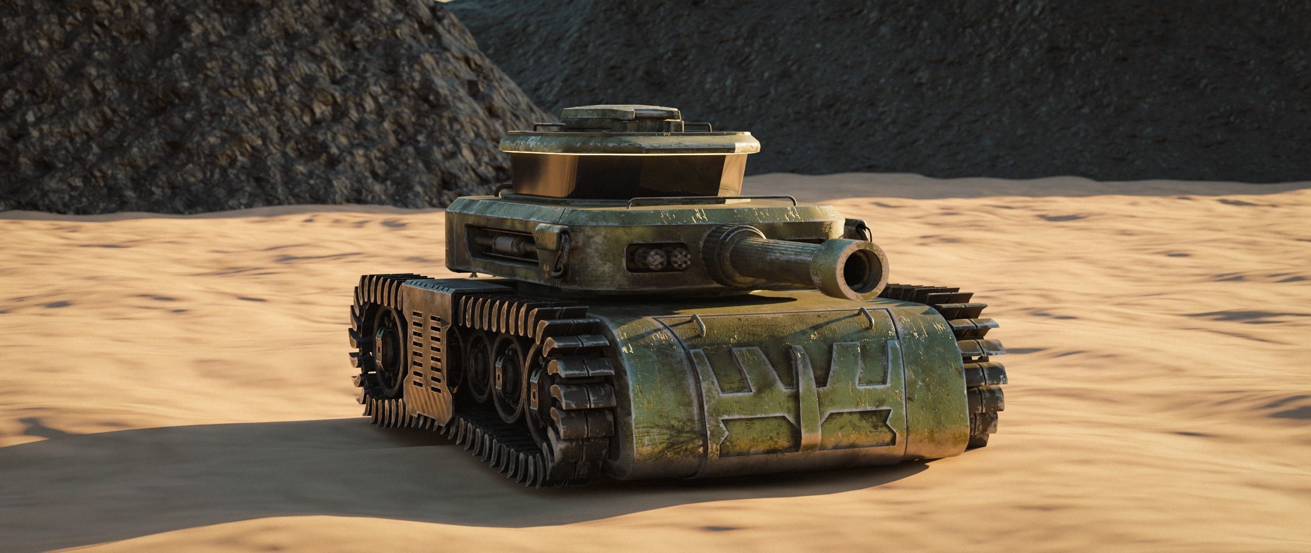 Low Poly Military Tank Game Asset Model with PBR Texture Low-poly 3D model_2