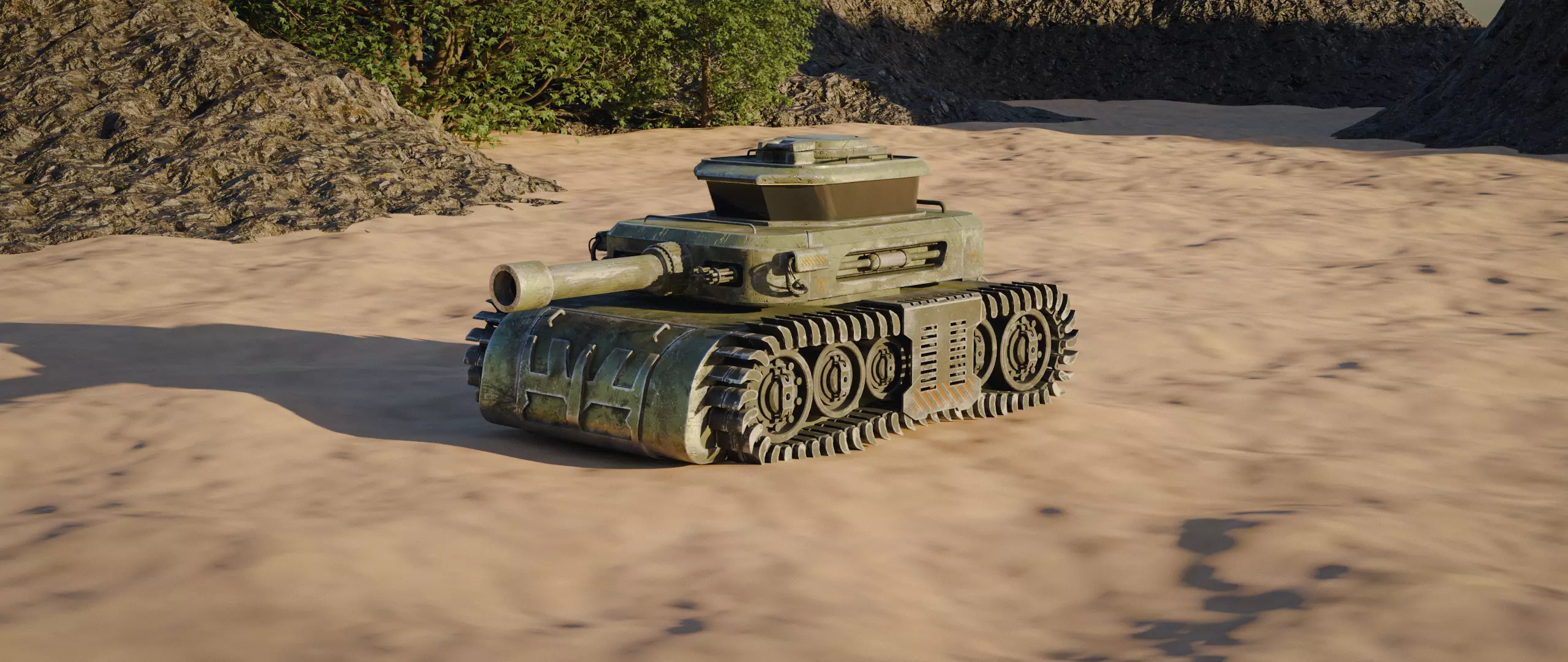 Low Poly Military Tank Game Asset Model with PBR Texture Low-poly 3D model_0