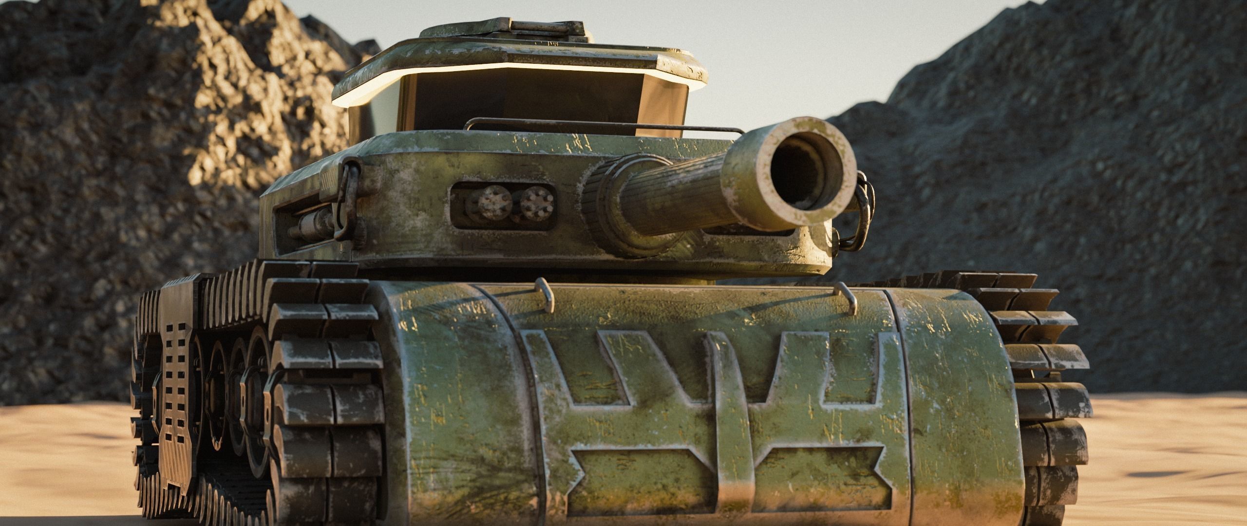 Low Poly Military Tank Game Asset Model with PBR Texture Low-poly 3D model_7