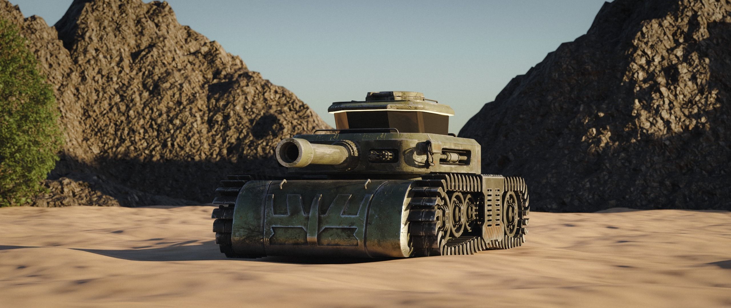 Low Poly Military Tank Game Asset Model with PBR Texture Low-poly 3D model_8