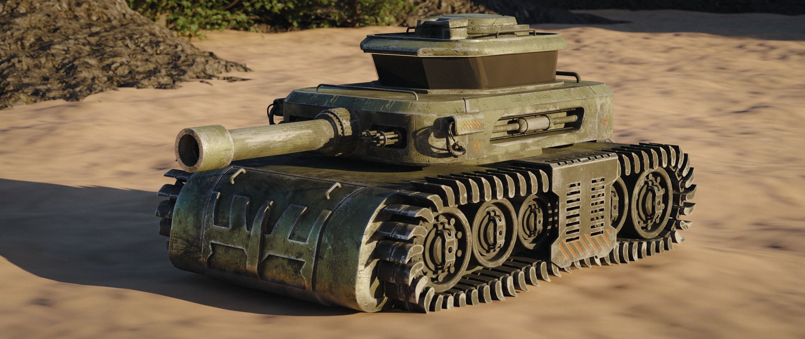 Low Poly Military Tank Game Asset Model with PBR Texture Low-poly 3D model_4