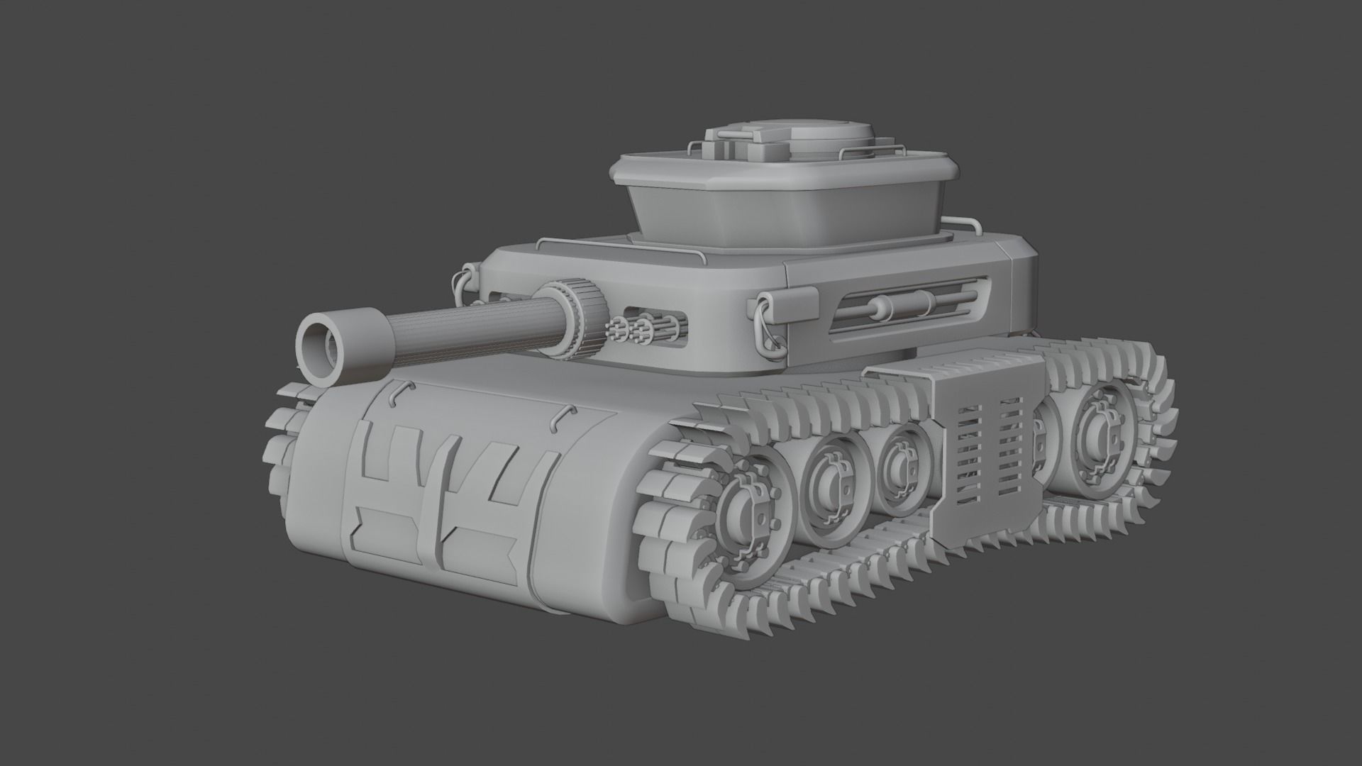 Low Poly Military Tank Game Asset Model with PBR Texture Low-poly 3D model_23