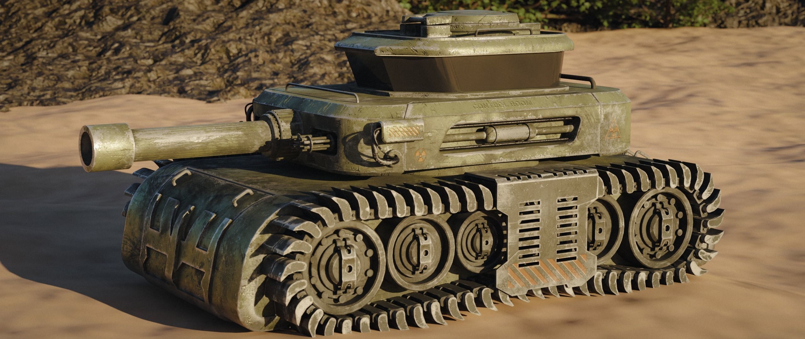 Low Poly Military Tank Game Asset Model with PBR Texture Low-poly 3D model_6