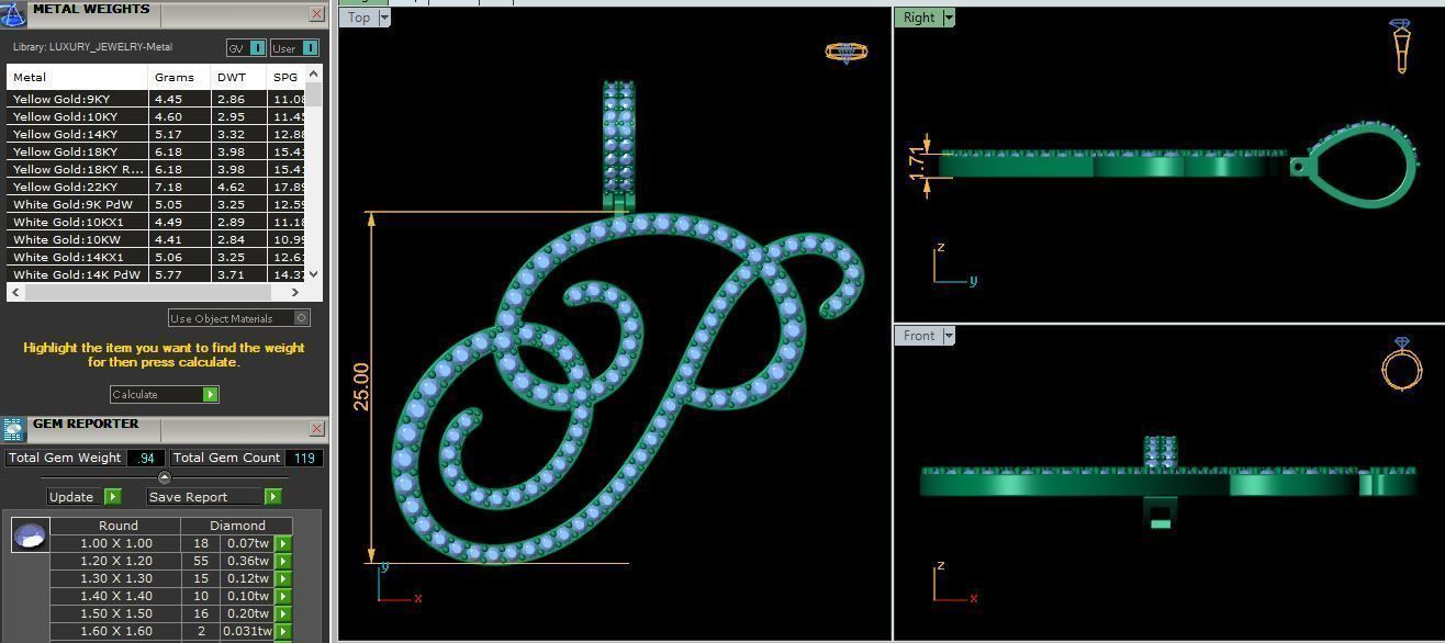 P Font Latter Pendent 3d Model and Render 3D print model_9