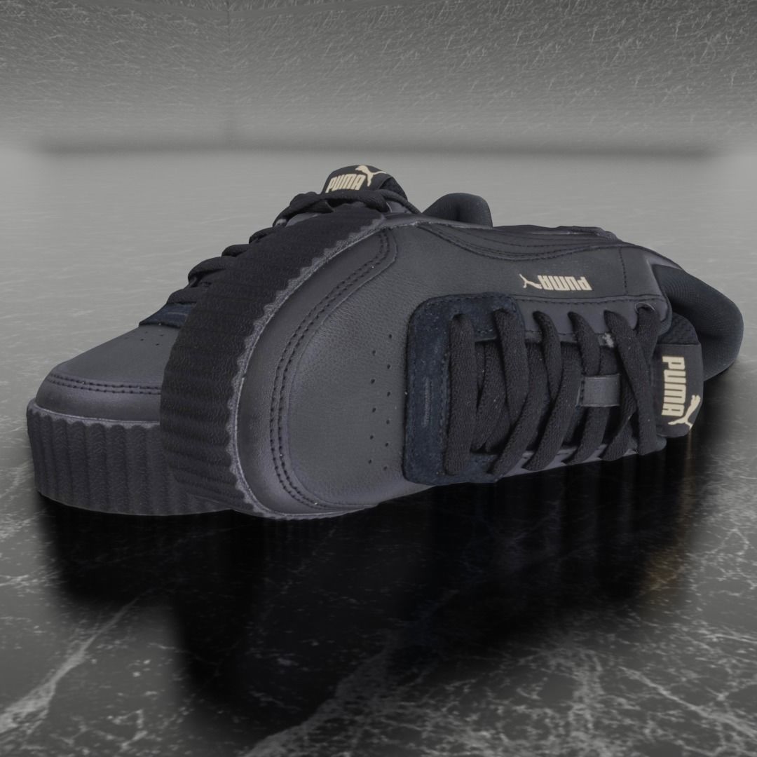 Puma 3D Shoes - Gold - Black - Soft Foam Low-poly 3D model_7