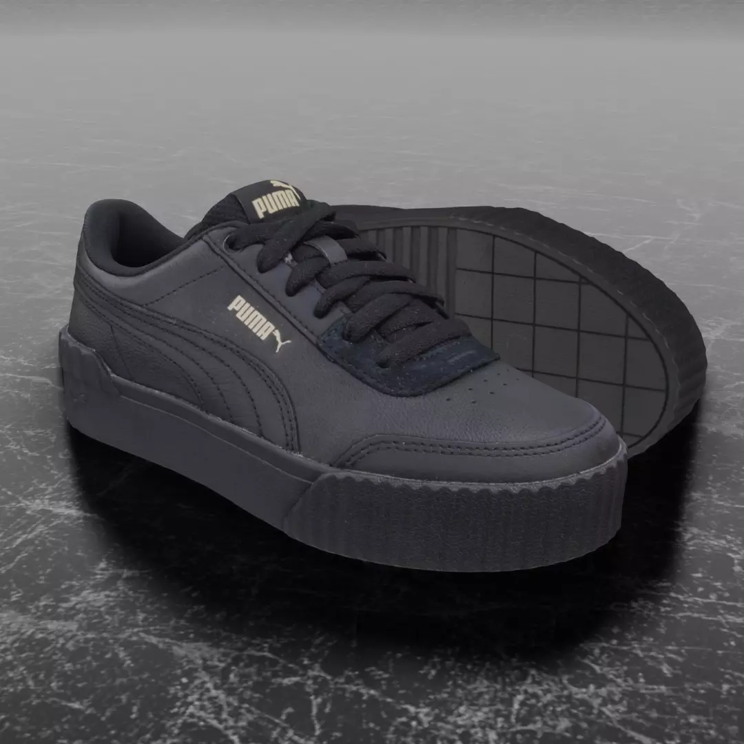 Puma 3D Shoes - Gold - Black - Soft Foam Low-poly 3D model_0